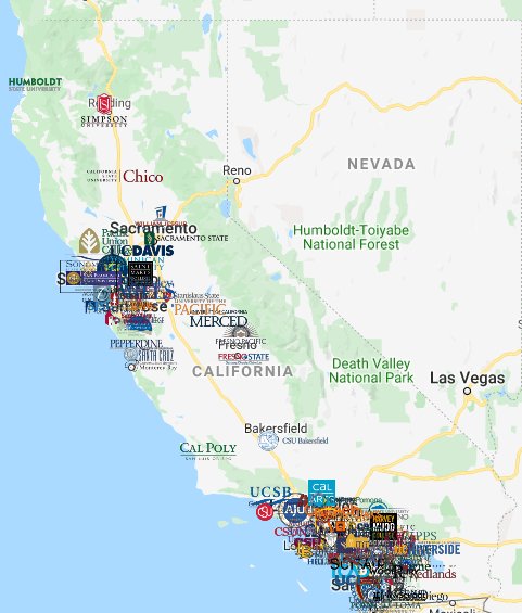 Colleges In California Map 
