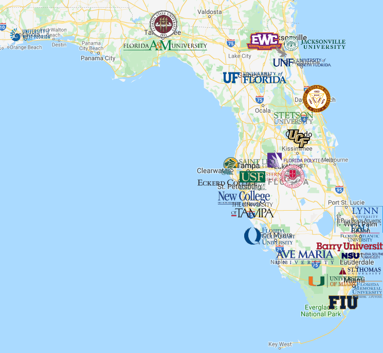 colleges in florida map | colleges in florida
