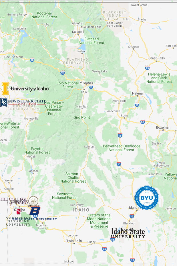 Colleges In Idaho Map Colleges In Idaho Mycollegeselection 2526
