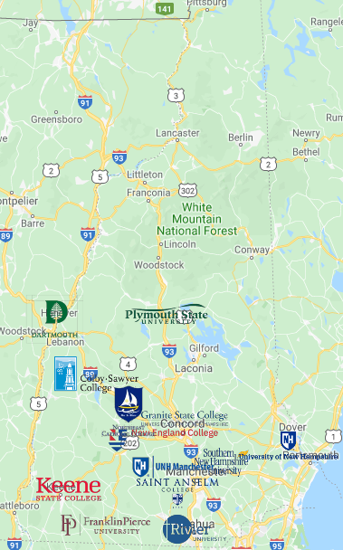 University Of New Hampshire Map Colleges In New Hampshire Map - Mycollegeselection