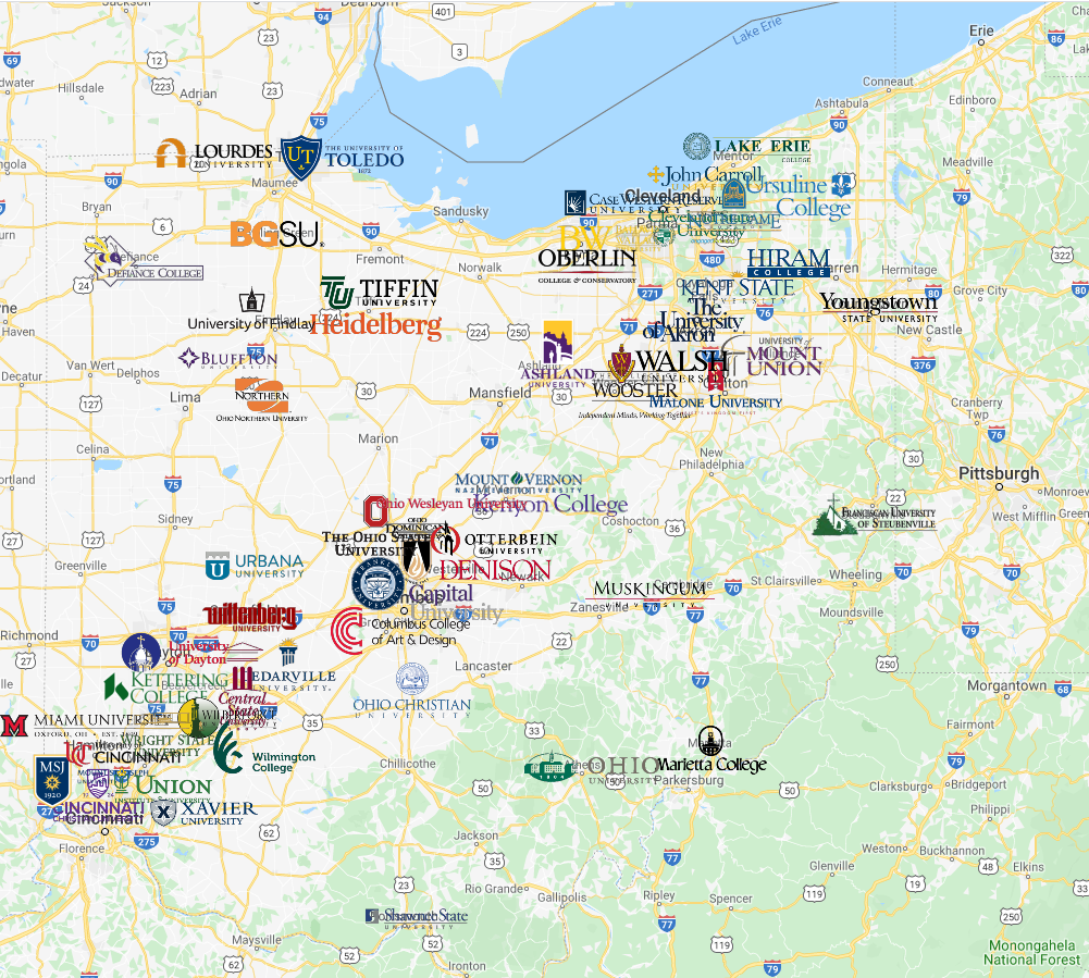 Colleges In Ohio Map 