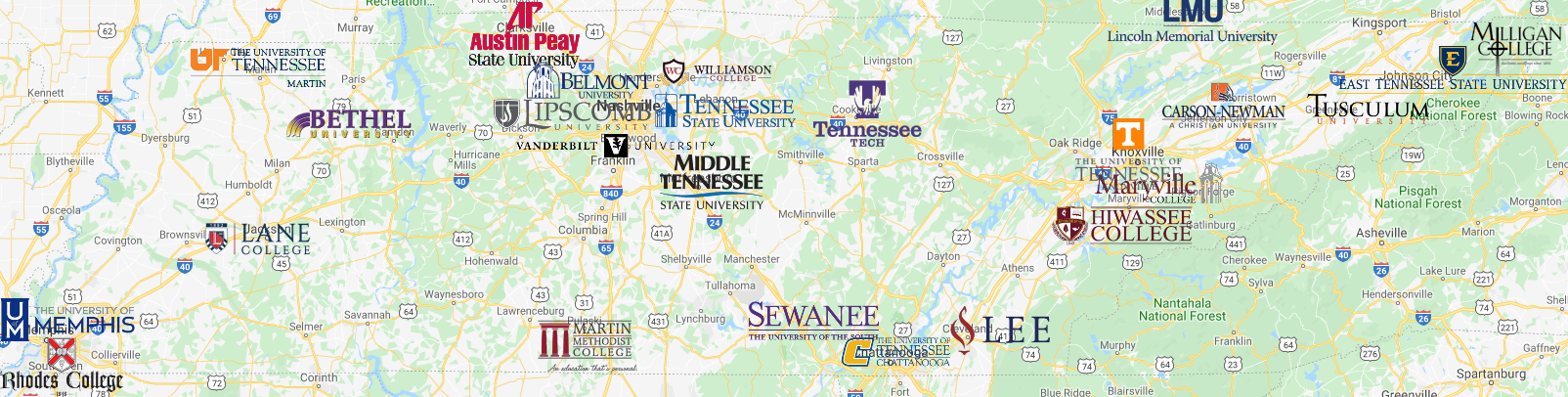 Colleges In Tennessee Map | Colleges In Tennessee - MyCollegeSelection